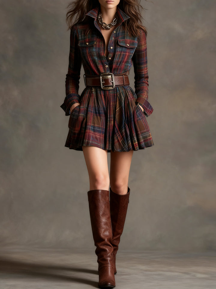 Cannelle | Mini Red Brown Dress - Helen & Olivia Manhattan
