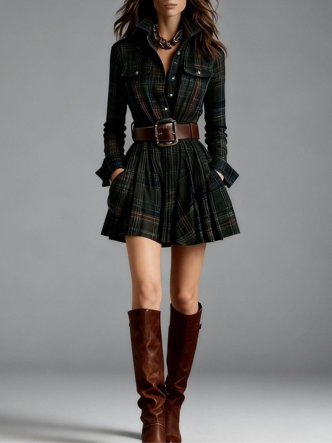 Cannelle | Mini Red Brown Dress - Helen & Olivia Manhattan