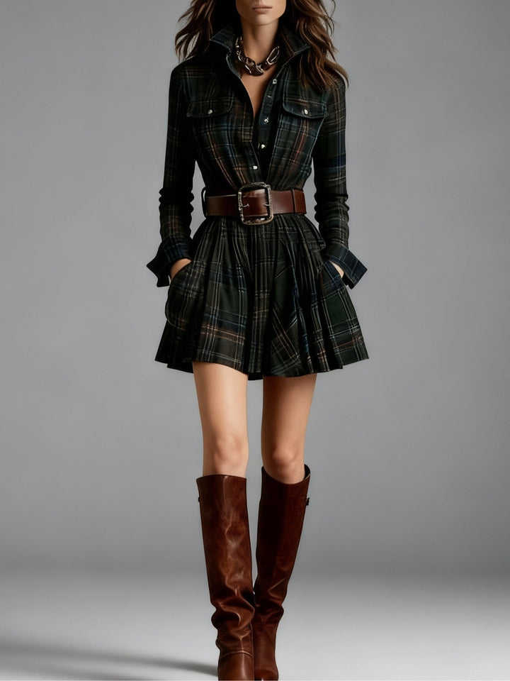 Cannelle | Mini Red Brown Dress - Helen & Olivia Manhattan