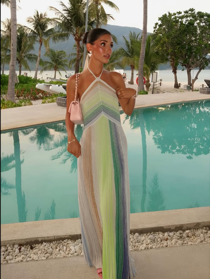 Kendall | Dress Maxi in Knit Metallizzata with Collo Halter