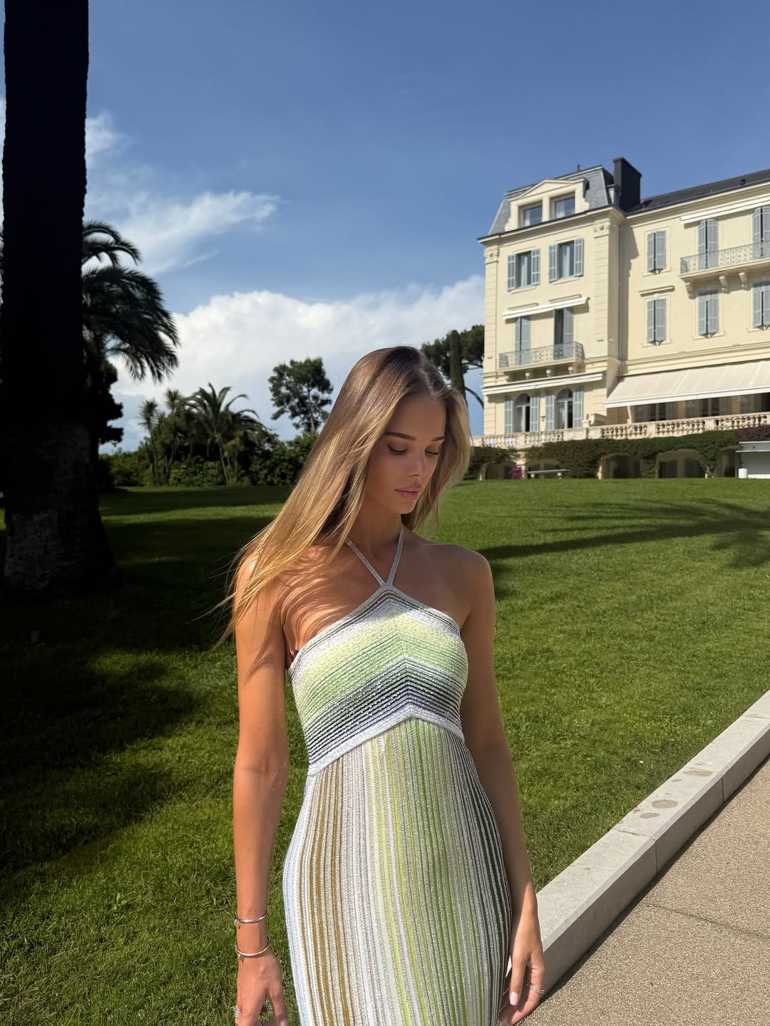 Kendall | Dress Maxi in Knit Metallizzata with Collo Halter