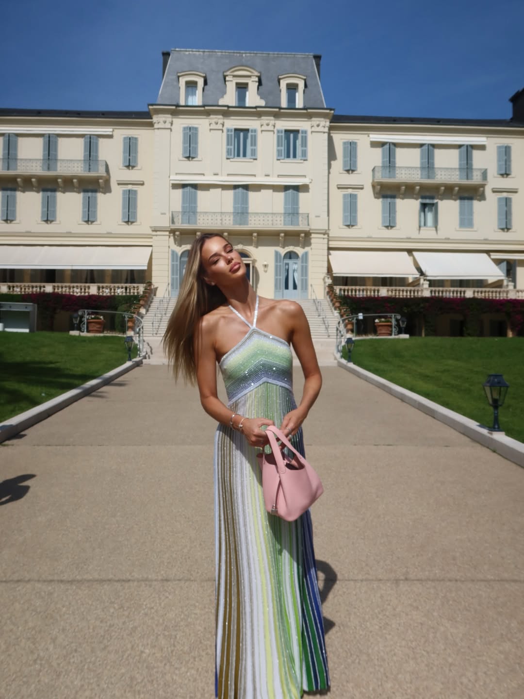 Kendall | Dress Maxi in Knit Metallizzata with Collo Halter