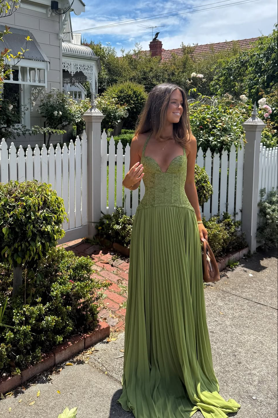 Kenley | Dress Maxi in Lace with Corsetto & Collo Halter