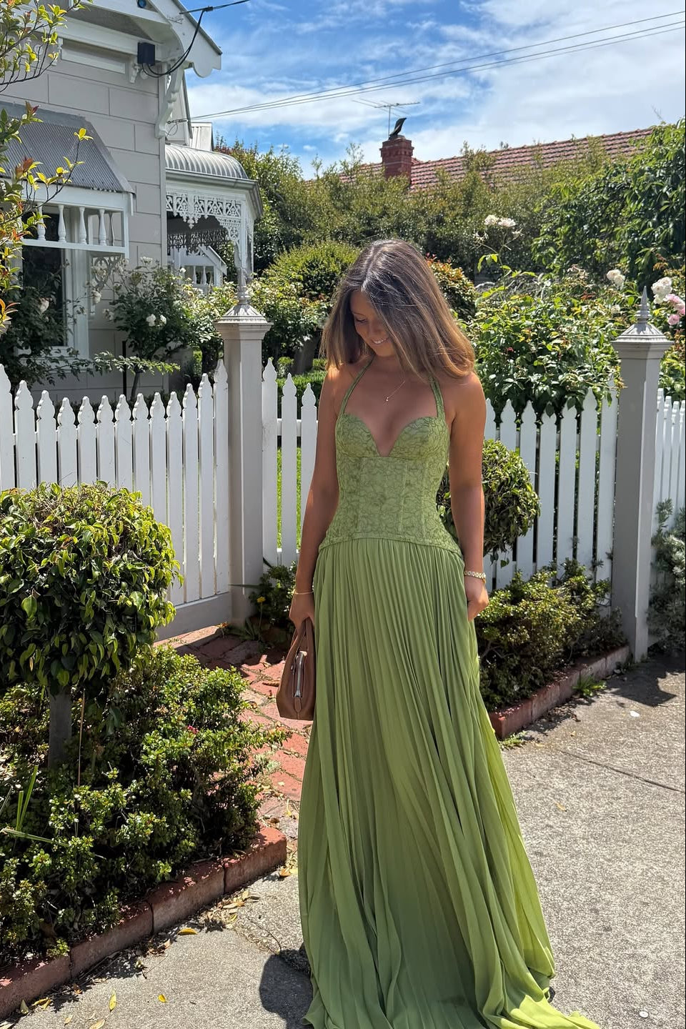 Kenley | Dress Maxi in Lace with Corsetto & Collo Halter
