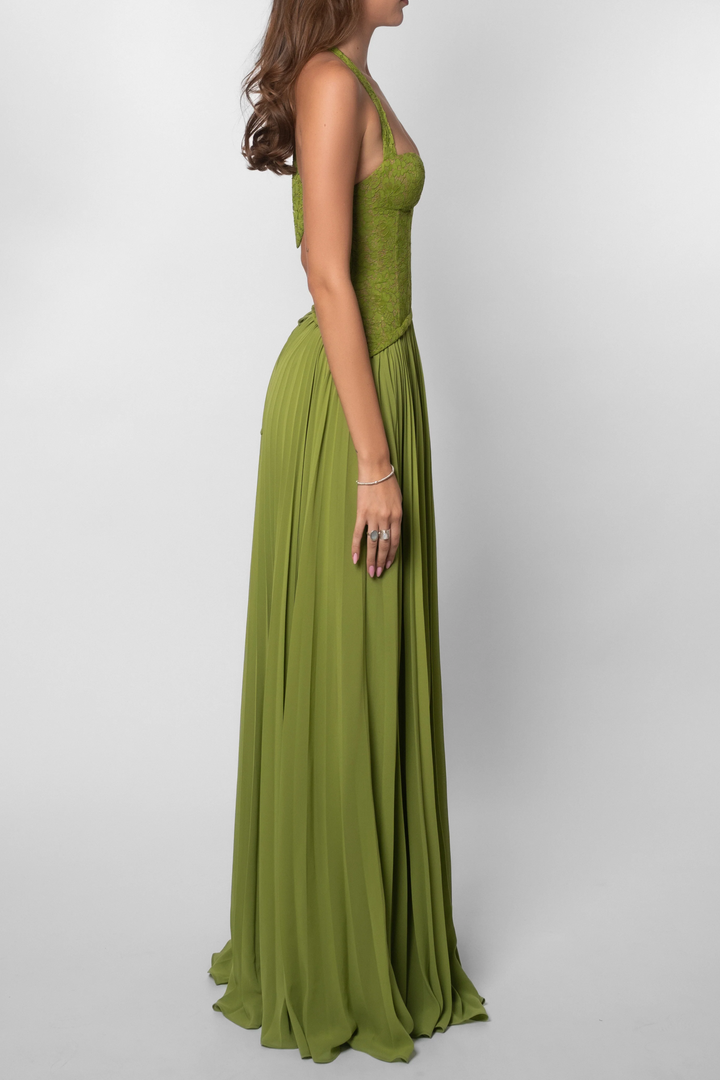 Kenley | Dress Maxi in Lace with Corsetto & Collo Halter