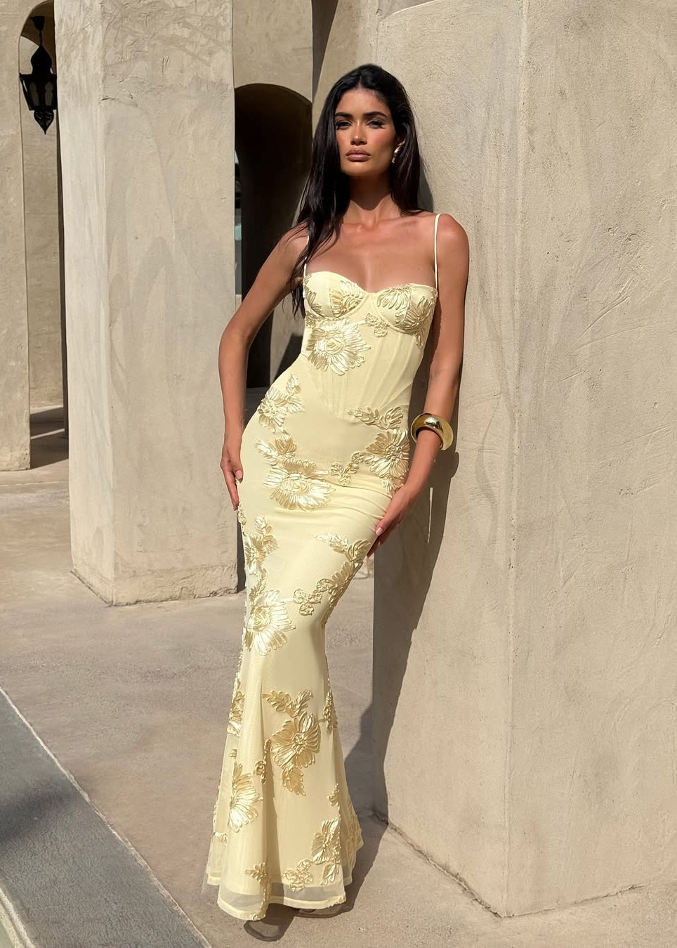 Kiara | Dress Maxi Embroidered Mermaid with Corsetto