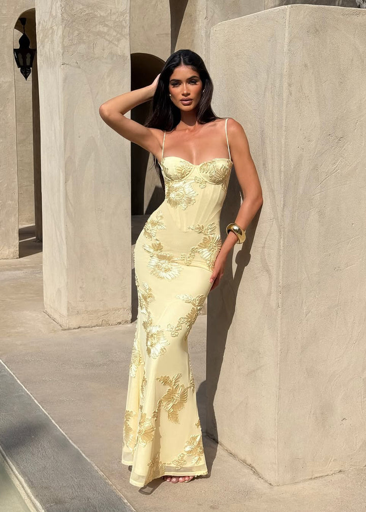 Kiara | Dress Maxi Embroidered Mermaid with Corsetto
