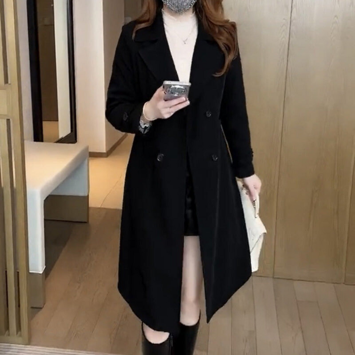 Kolette | Stylish Warm Trench Coat - Black