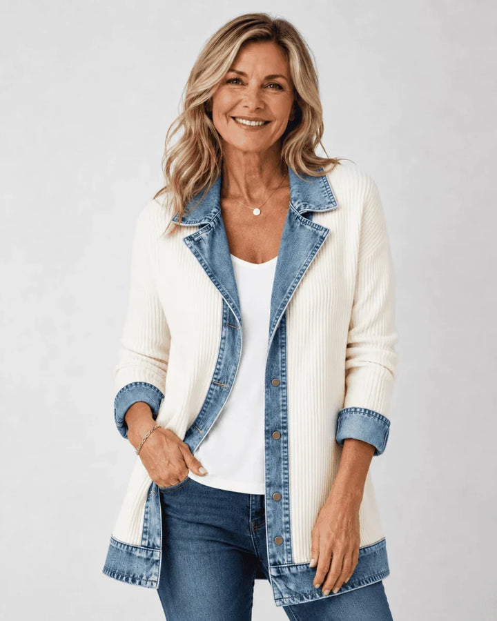 Iona | Effortlessly Chic Relaxed Denim Jacket - White
