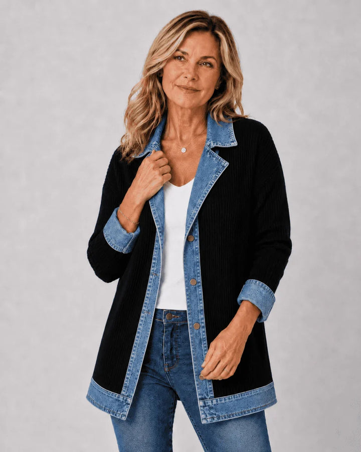 Iona | Effortlessly Chic Relaxed Denim Jacket - Khaki
