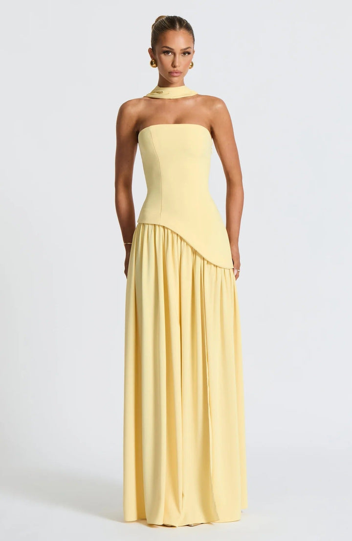 Lucinda | Dress Maxi Flowy Senza Spalline with Spacco Alto