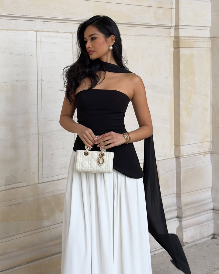Lucinda | Dress Maxi Flowy Senza Spalline with Spacco Alto