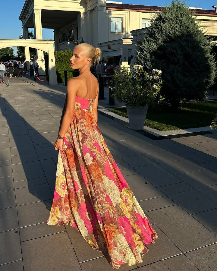 Maelynn | Dress Maxi Floral Senza Spalline