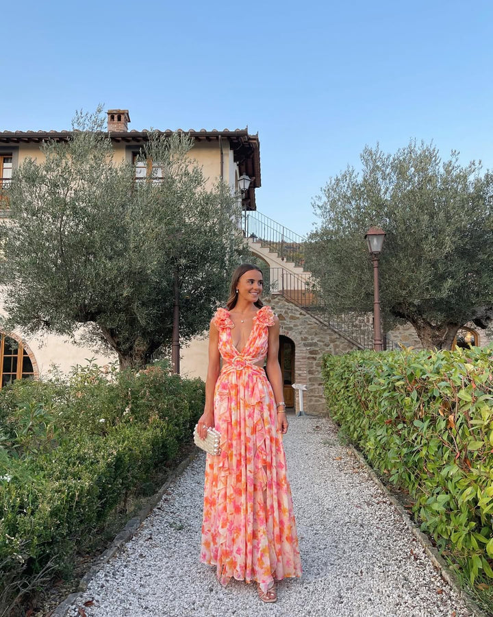Maeve | Dress Maxi Floral with Flowers 3D & Cut-Out
