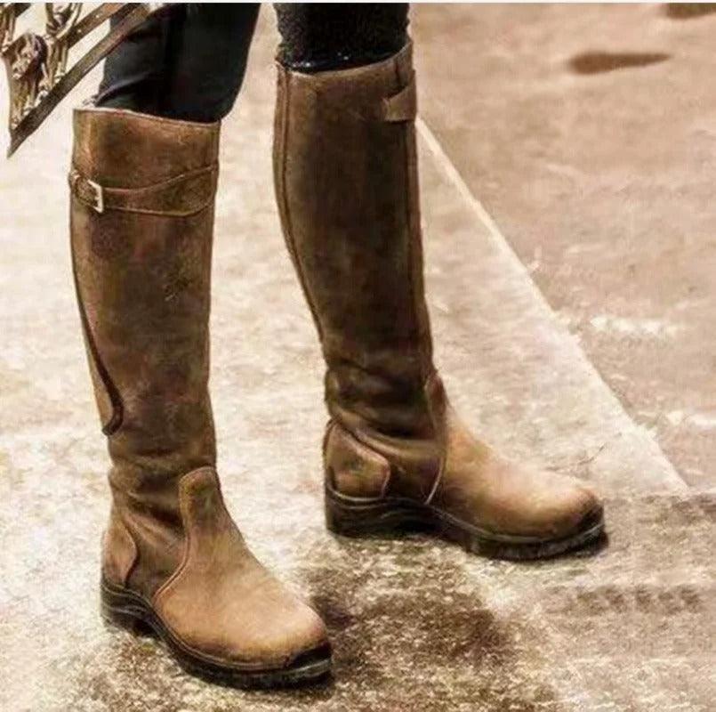 Evelyn | Waterproof Leather Riding Boots - 