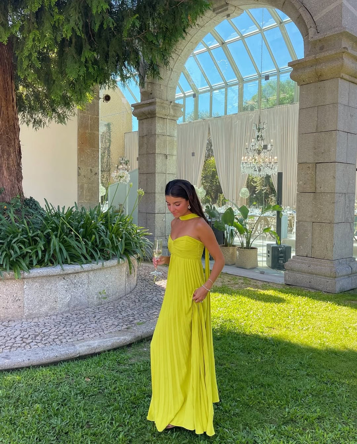 Makayla | Dress Maxi Plissettato Senza Spalline