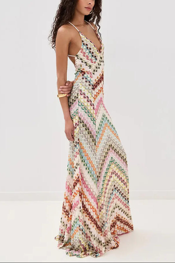 Marie | Dress Maxi all'Uncinetto V-Neck