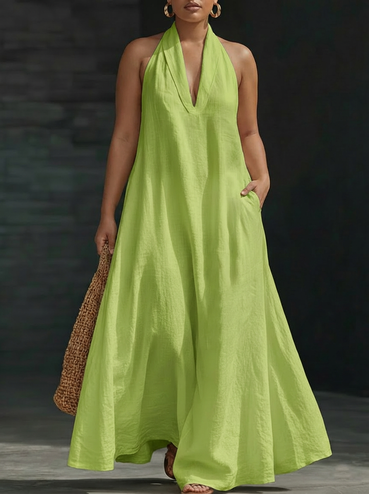 Aveline | Maxi Dress with Collo Halter