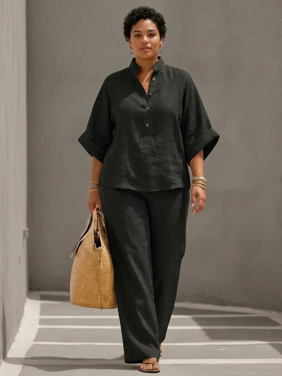 Maribel | Linen Completo with Batwing Sleeves
