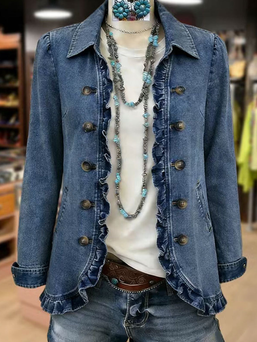 Frederica | Blue Ruffle Jacket - Helen & Olivia Manhattan