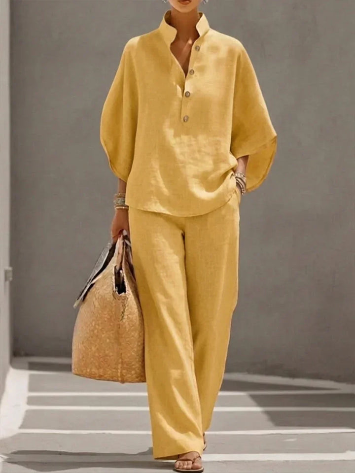 Elin | Elegantes Lässiges Zweiteiliges Set - Yellow