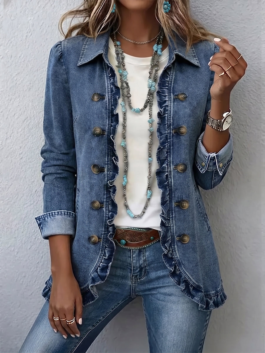 Frederica | Blue Ruffle Jacket - Helen & Olivia Manhattan