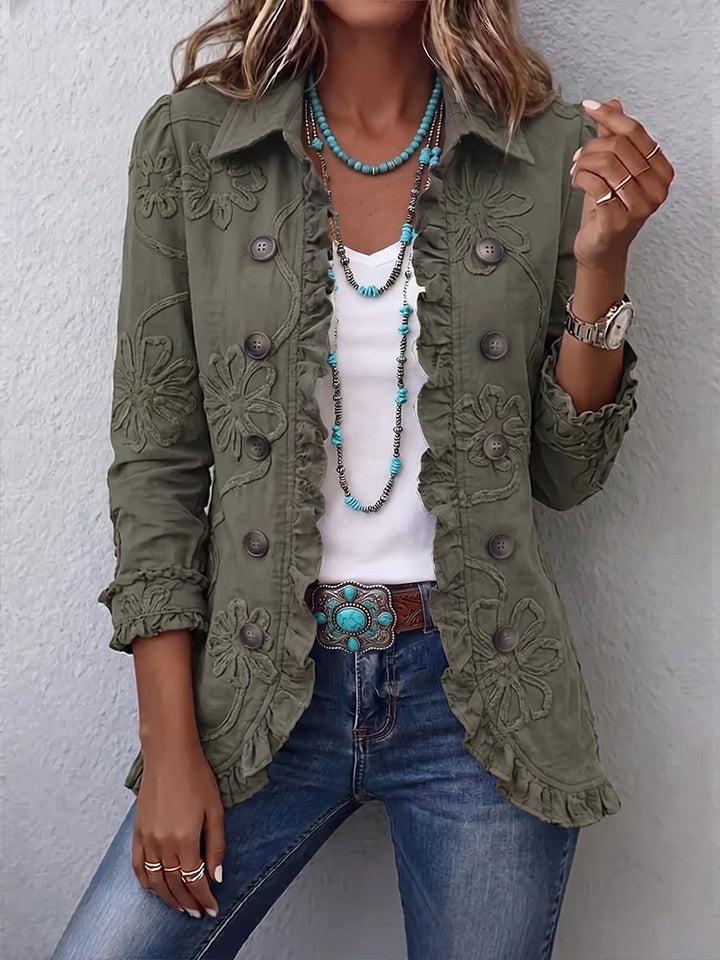 Alexandra | Green Embroidered Jacket - Helen & Olivia Manhattan
