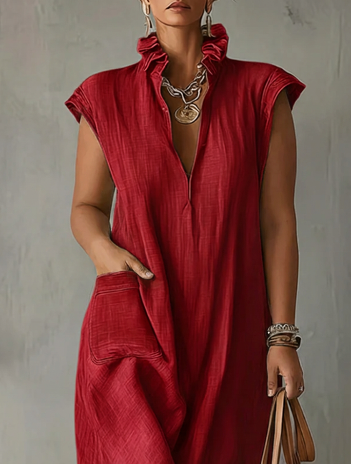Elara | Maxi Dress Primaverile with Balze