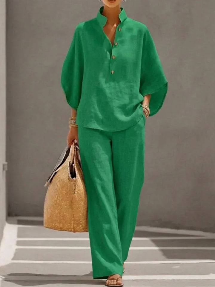 Elin | Elegantes Lässiges Zweiteiliges Set - Green