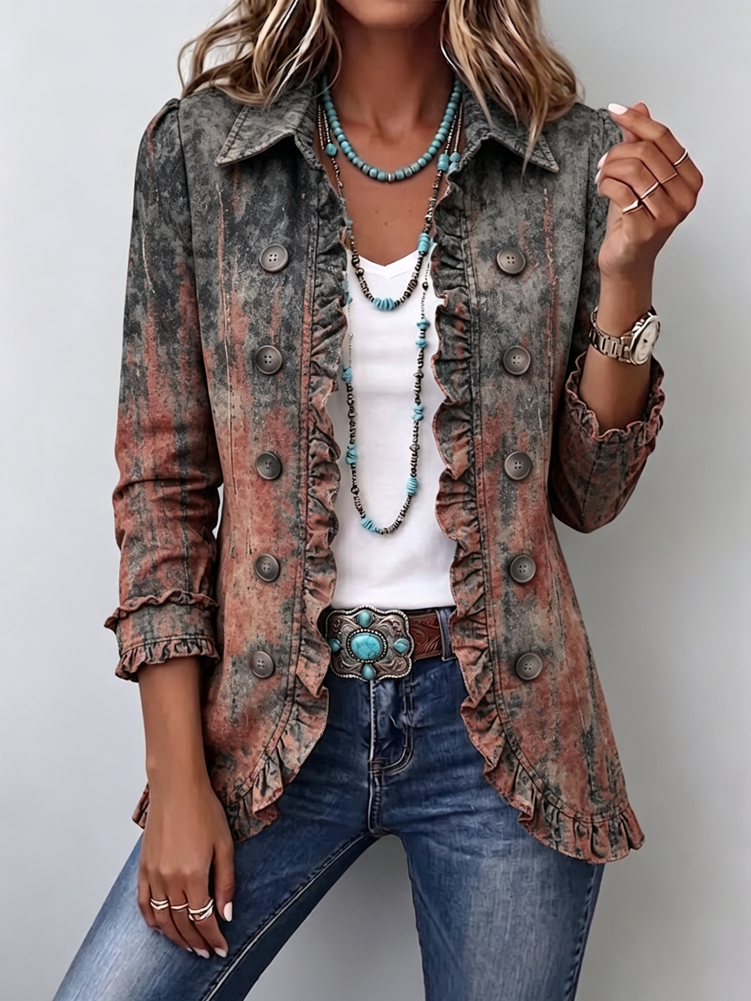 Flavie | Ombre Ruffle Jacket - Helen & Olivia Manhattan