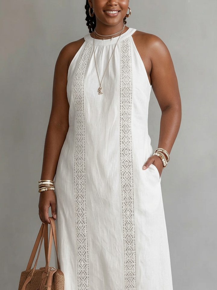 Celine | Dress Midi Sleeveless with Dettaglio in Lace