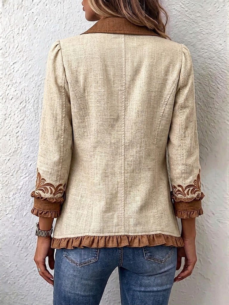 Octavie | Brown Ruffle Jacket - Helen & Olivia Manhattan