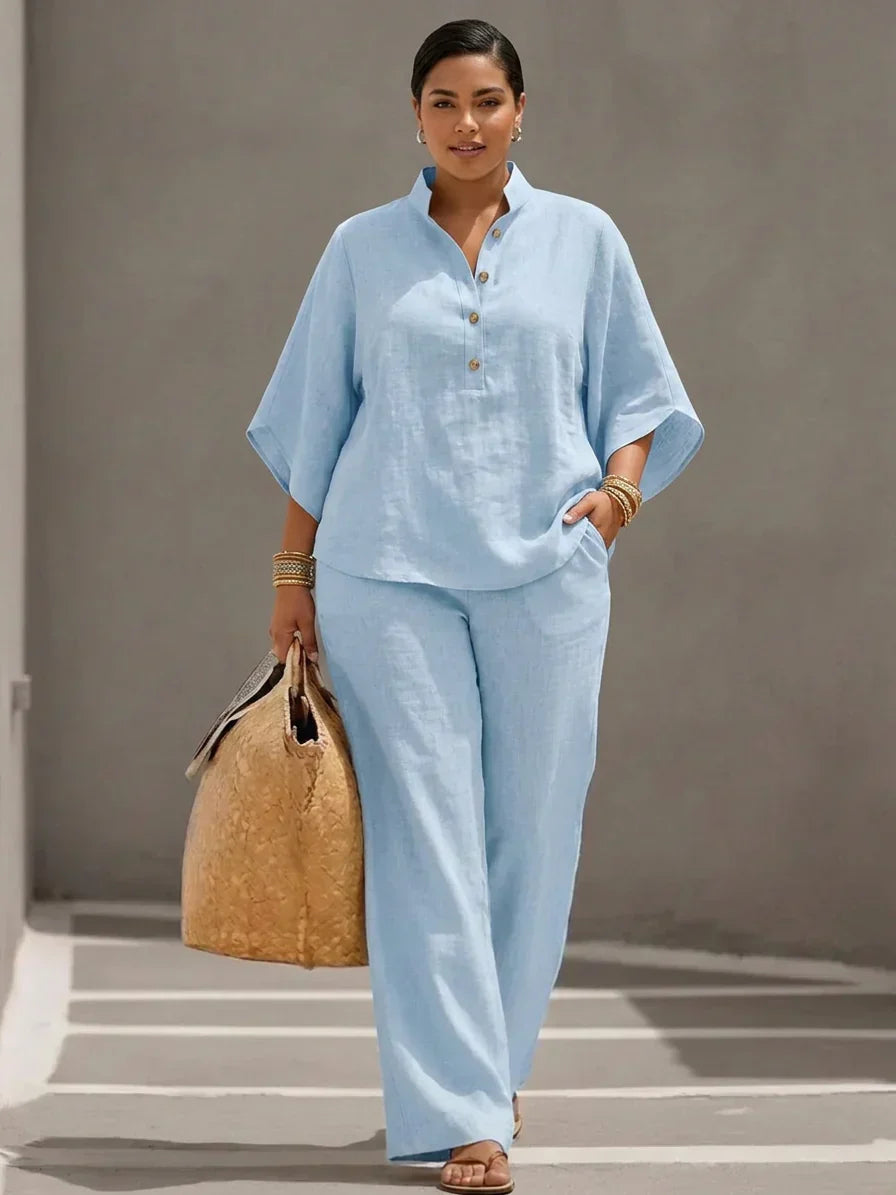Maribel | Linen Completo with Batwing Sleeves
