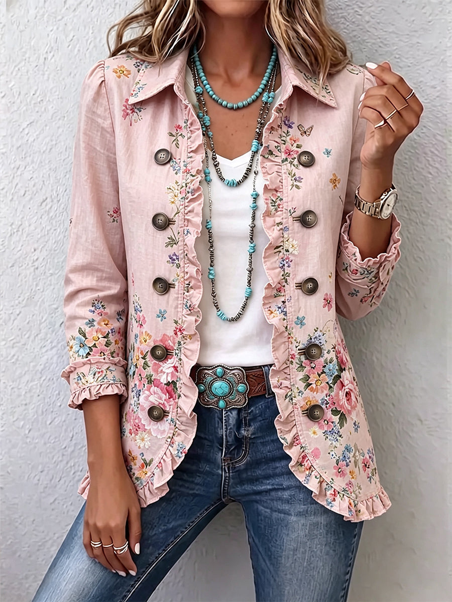 Martine | Pink Ruffle Jacket - Helen & Olivia Manhattan