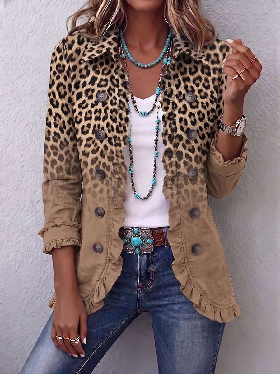 Donatella | Leopard Ombre Ruffle Jacket - Helen & Olivia Manhattan