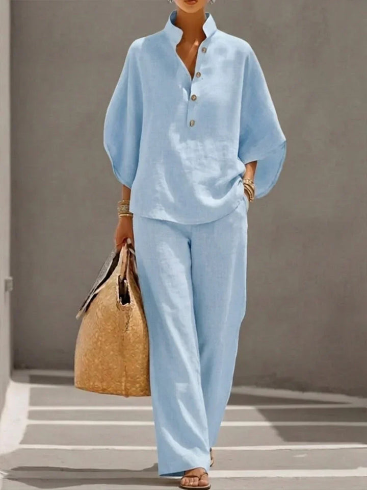 Elin | Elegantes Lässiges Zweiteiliges Set - Light Blue