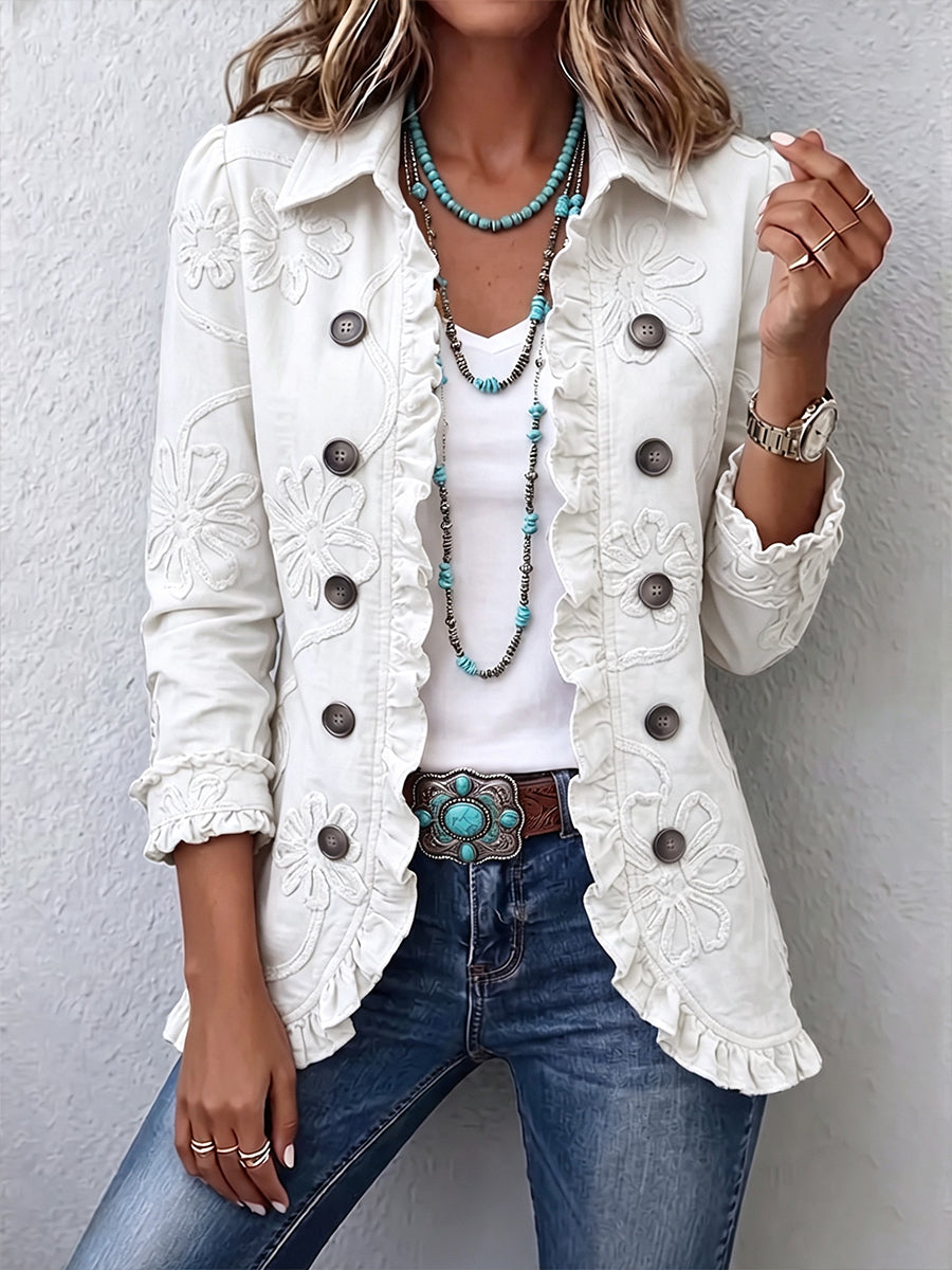 Camille | Ivory Embroidered Jacket - Helen & Olivia Manhattan