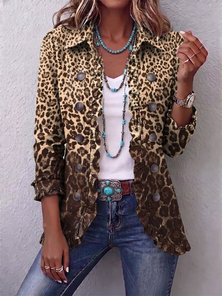 Ombeline | Leopard Ruffle Jacket - Helen & Olivia Manhattan