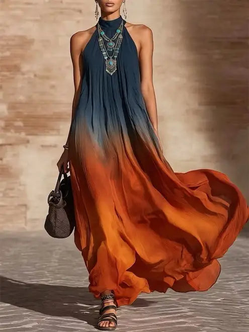 Paola | Dress Lungo Ombré Collo Halter/V