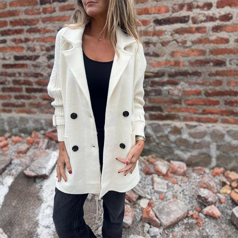 Isola | Refined Double-Breasted Knit-Sleeve Coat