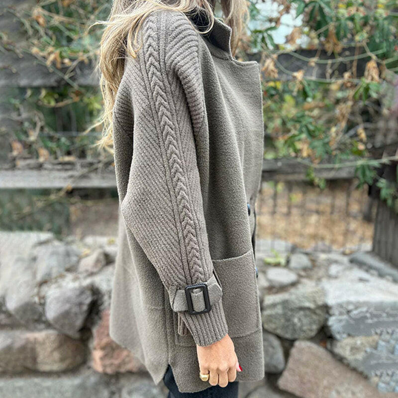 Isola | Refined Double-Breasted Knit-Sleeve Coat