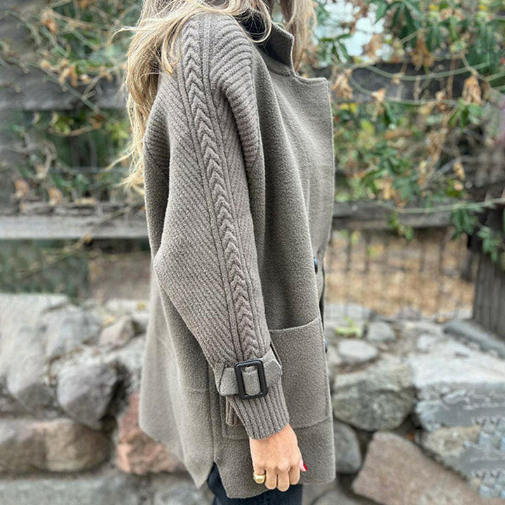 Isola | Refined Double-Breasted Knit-Sleeve Coat