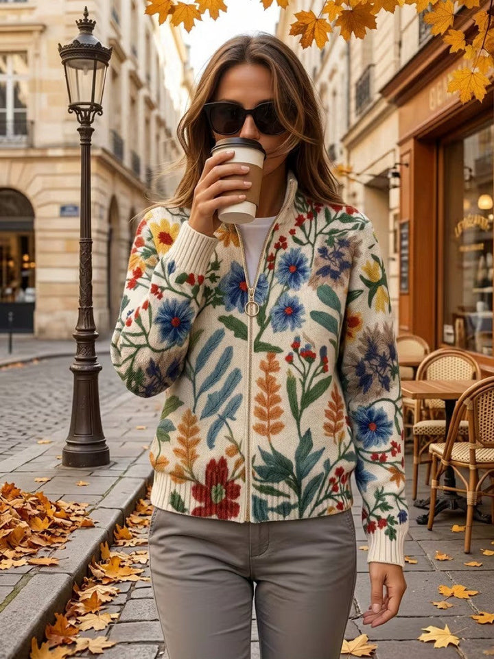 Clementine | Botanical Garden Zip Cardigan - Helen & Olivia Manhattan