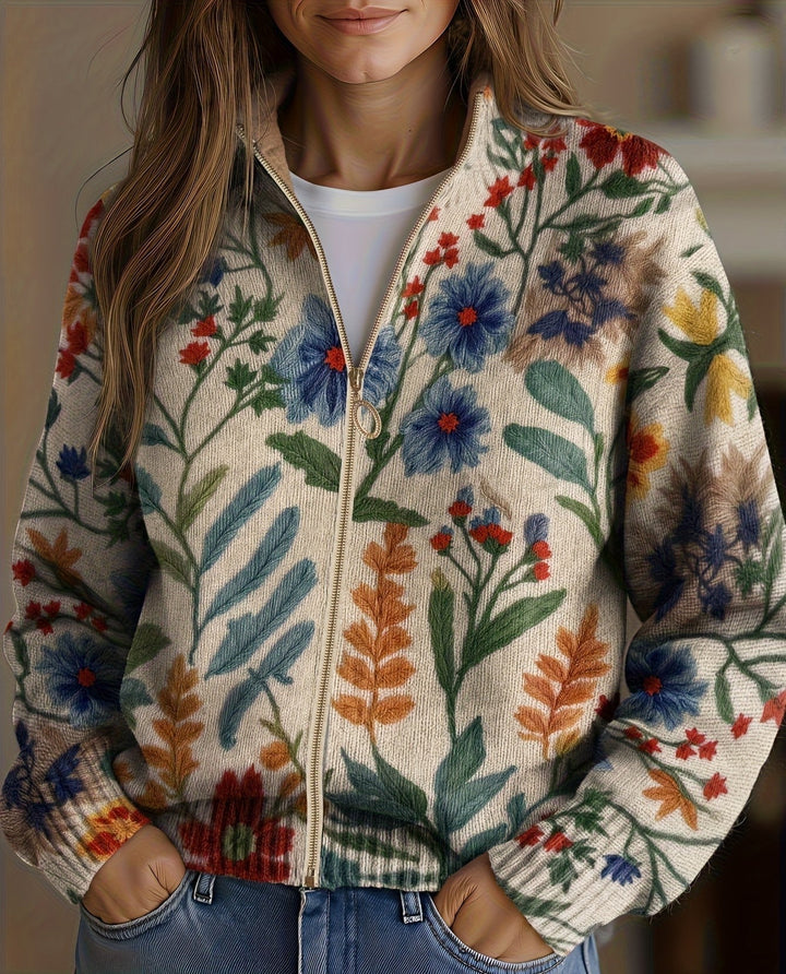 Clementine | Botanical Garden Zip Cardigan - Helen & Olivia Manhattan