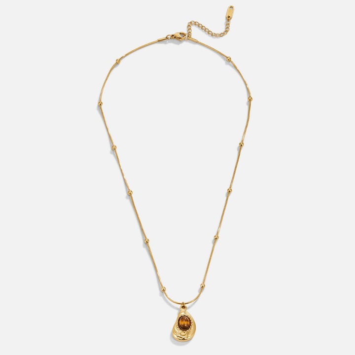 Necklace Elegant in Gold with Stone Tiger's Eye