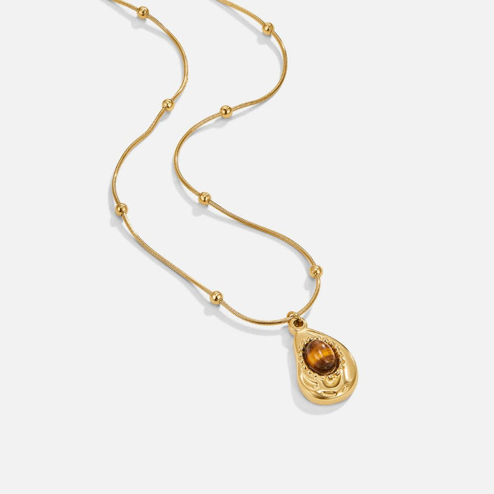 Necklace Elegant in Gold with Stone Tiger's Eye