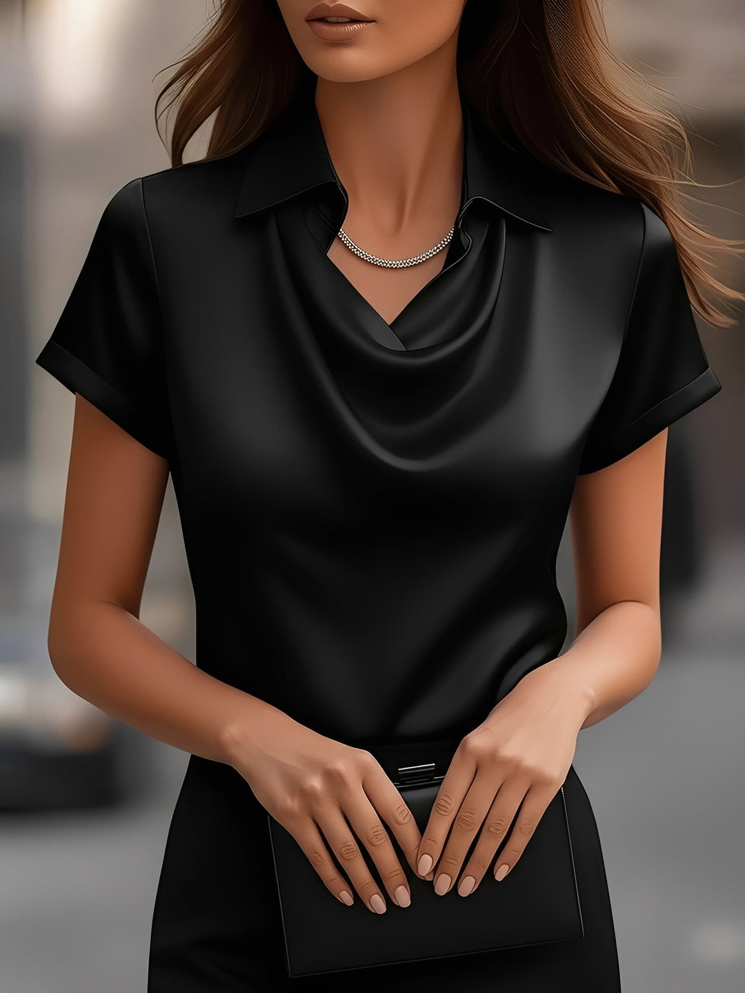 Lulu | Draped Collar Raso Blouse