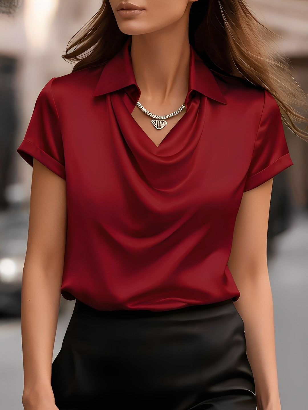 Lulu | Draped Collar Raso Blouse