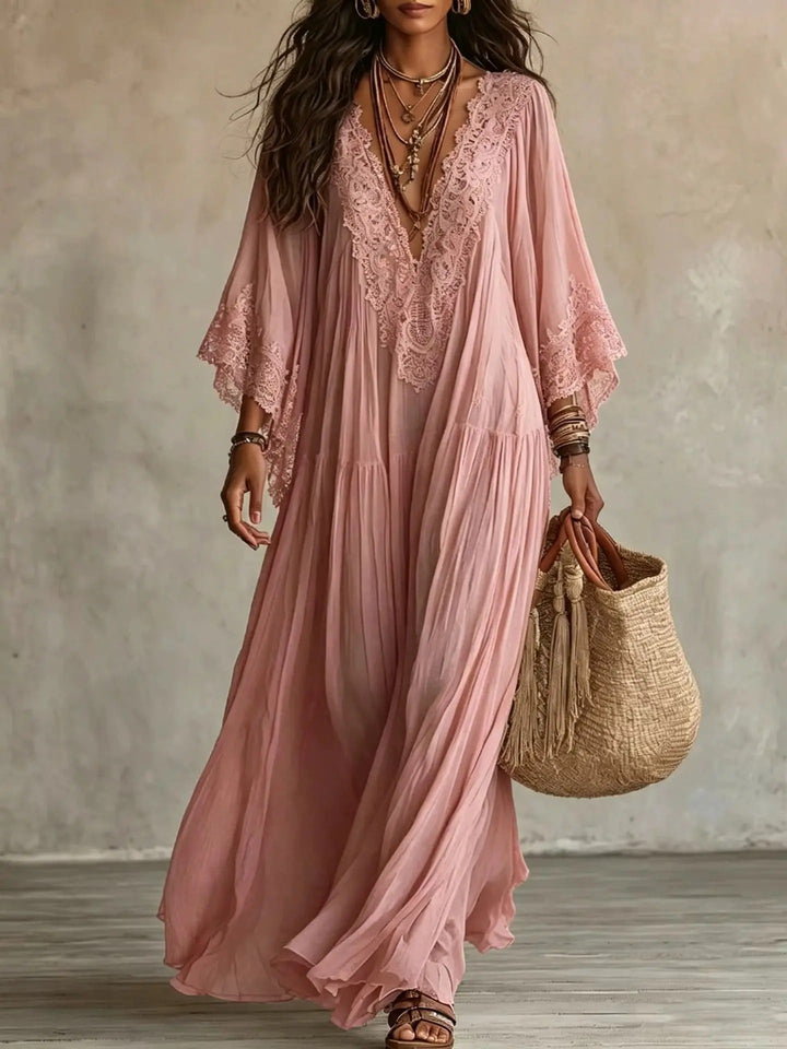 Liora | Bohemian Lace Dress - Pink