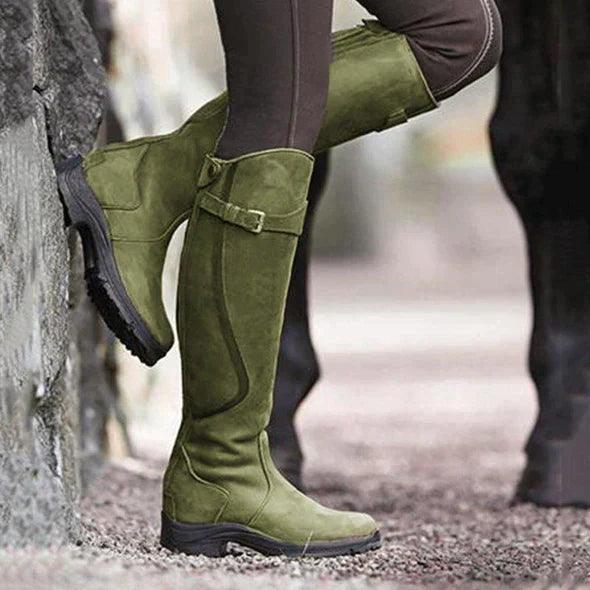 Evelyn | Waterproof Leather Riding Boots - Brown